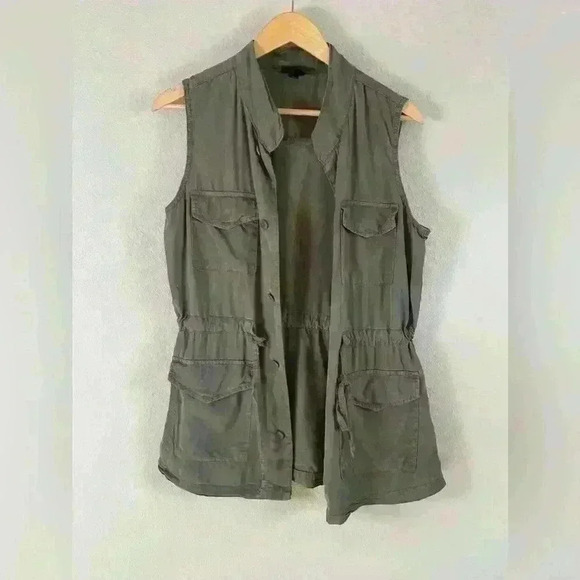 Mossimo Olive Green Button Down Utility Cargo Vest Pockets Medium - Picture 4 of 10
